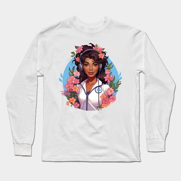 Black Nurse #6 Long Sleeve T-Shirt by Chromatic Fusion Studio